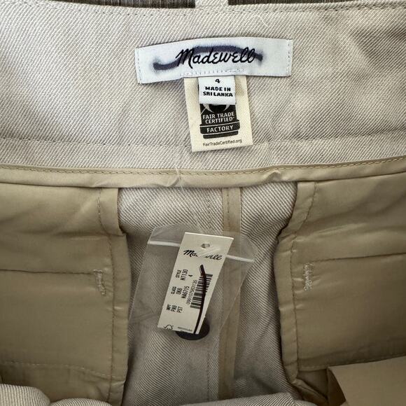 Madewell Harlow Wide-Leg Trouser 4 Pebble Stone Brushed Twill Pleated Slider Tab - Picture 5 of 10